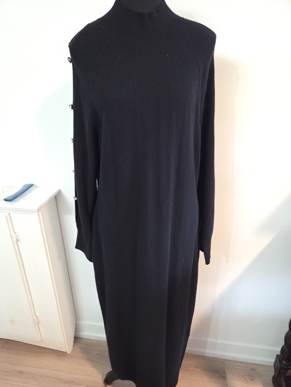 & Other Stories wool midi dress with heart rhinestone detail Sz L - Picture 6 of 15